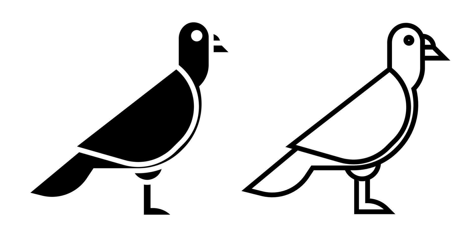 pigeon icon, sign, or symbol in glyph and line style isolated on transparent background. Vector illustration