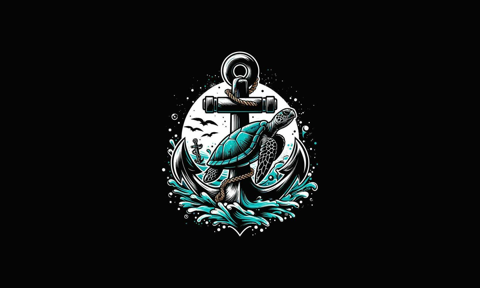 turtle and anchor vector artwork design
