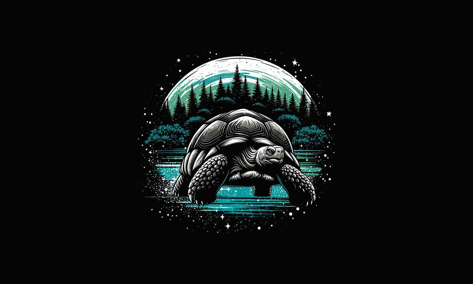 big turtle on forest vector illustration artwork design