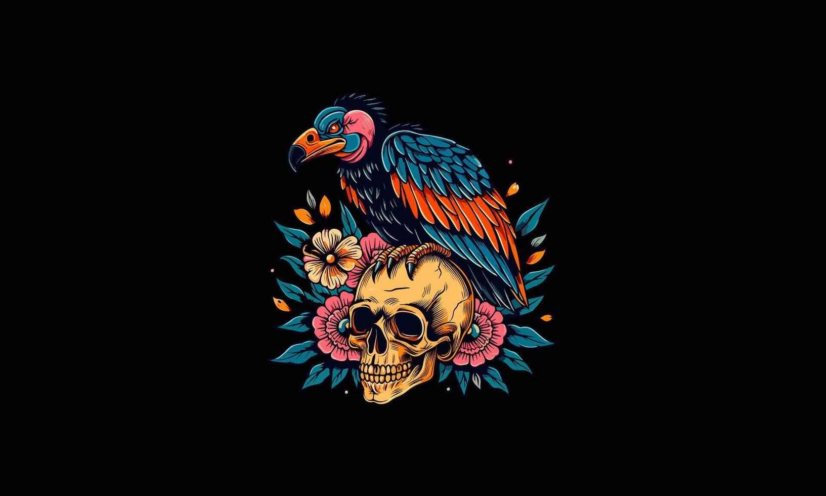 vulture with head skull vector artwork design