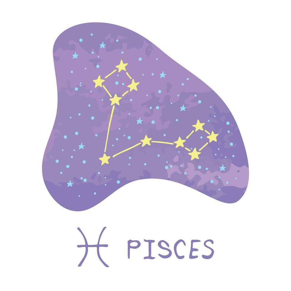Hand drawn pisces zodiac sign Esoteric symbol doodle Astrology clipart Element for design vector