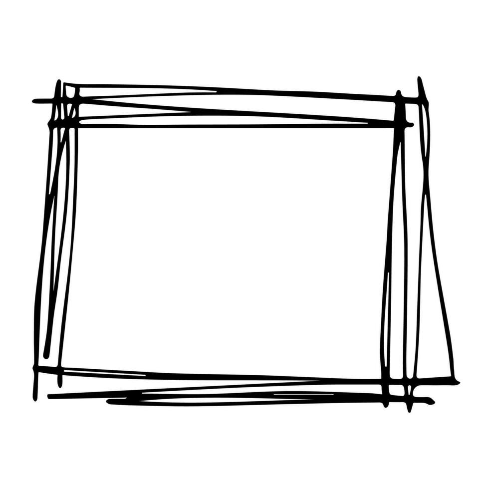 Hand drawn highlight illustration. Marker frame clipart. Ink scribble square. Single element vector