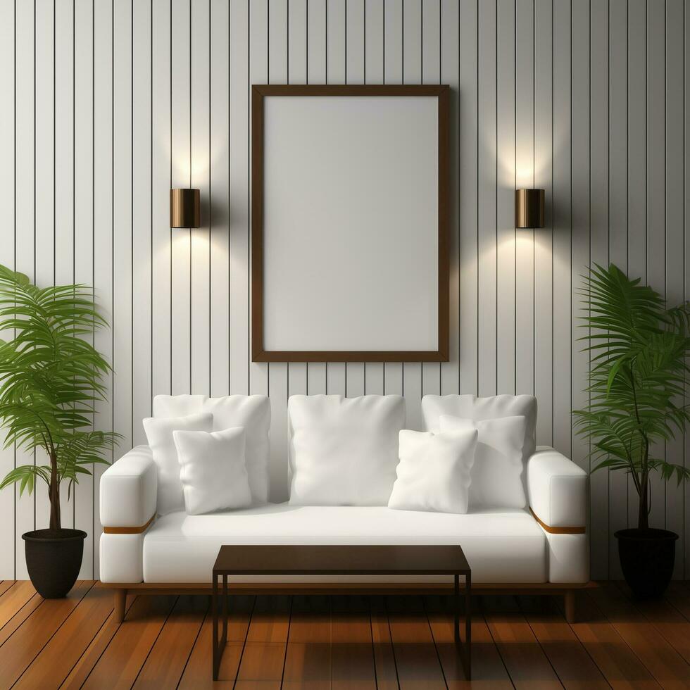 AI generated Collection of Frame Mockups Ready for Displaying POD Poster Illustrations photo