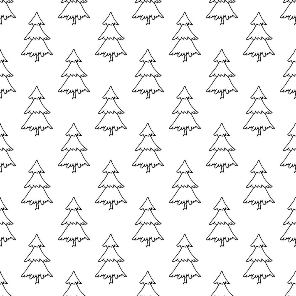 Seamless pattern with geometric minimal scandinavian Christmas tree doodle for decorative print, wrapping paper, greeting cards and fabric vector