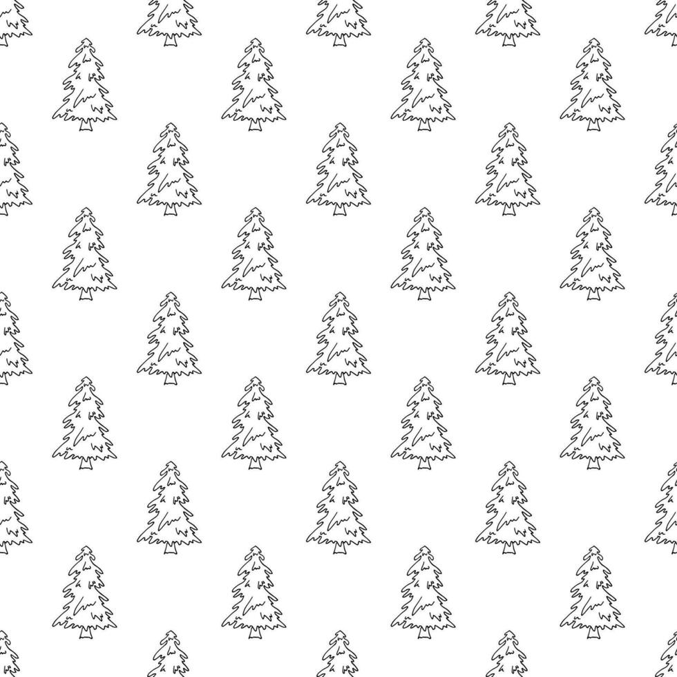 Seamless pattern with geometric minimal scandinavian Christmas tree doodle for decorative print, wrapping paper, greeting cards and fabric vector