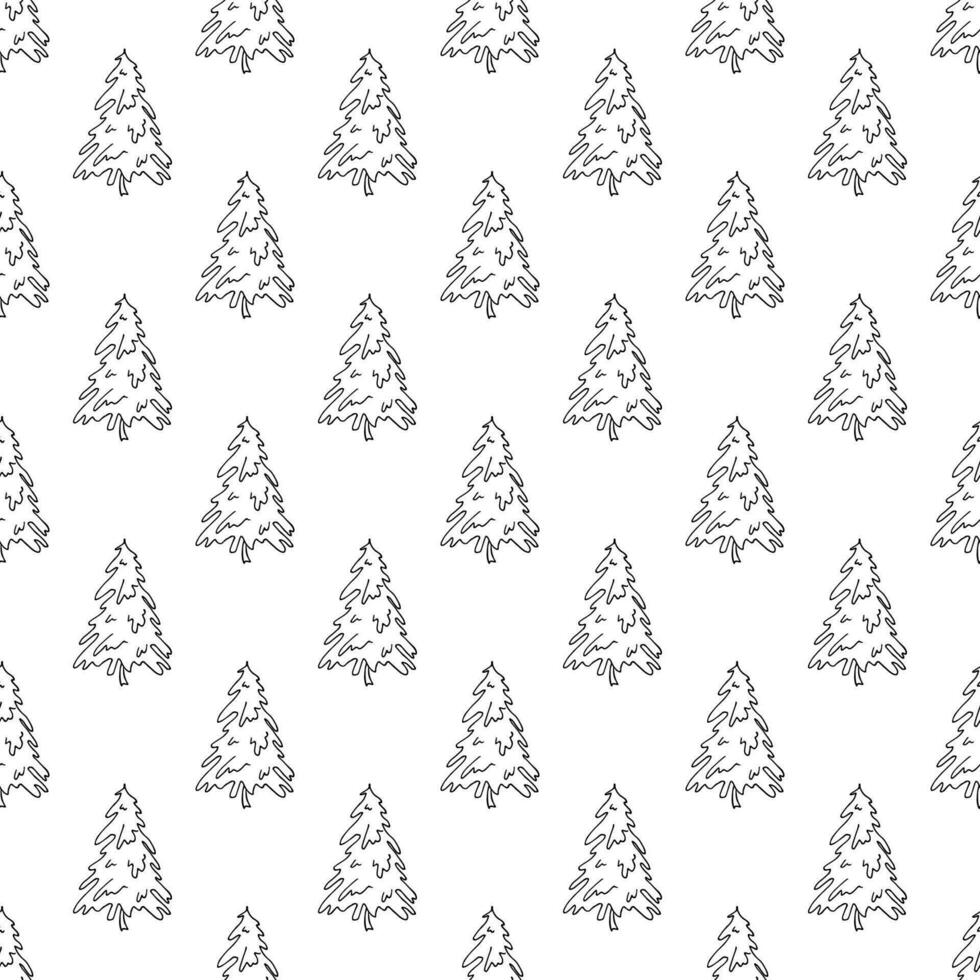 Seamless pattern with geometric minimal scandinavian Christmas tree doodle for decorative print, wrapping paper, greeting cards and fabric vector