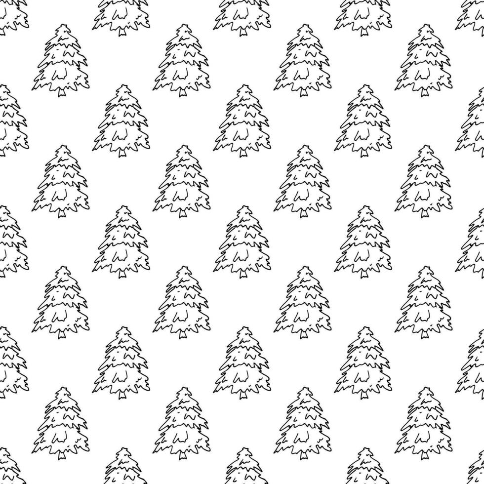 Seamless pattern with geometric minimal scandinavian Christmas tree doodle for decorative print, wrapping paper, greeting cards and fabric vector