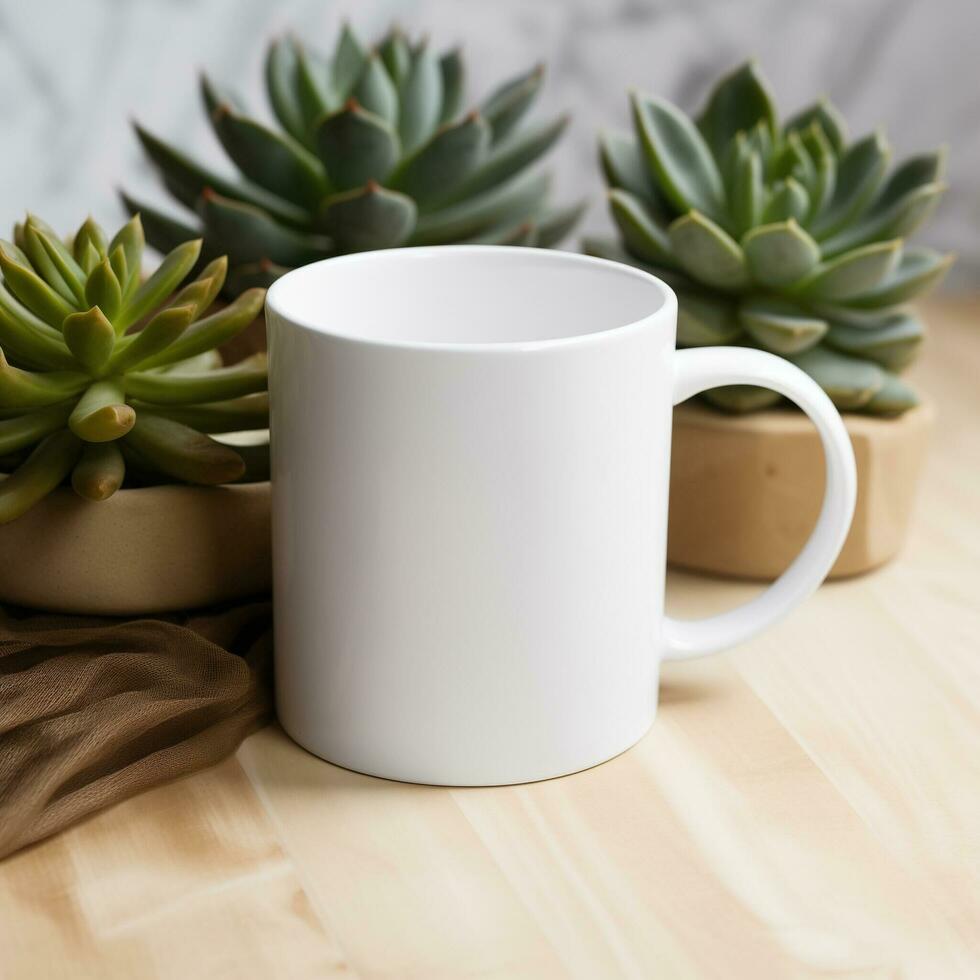 AI generated Collection of Mug Mockups Ready for Displaying POD Poster Illustrations photo
