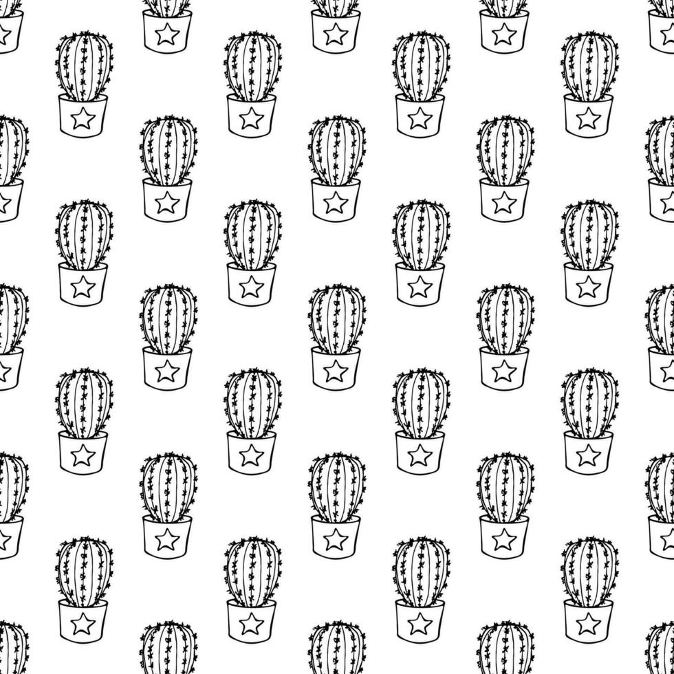 Seamless pattern with cactus doodle for decorative print, wrapping paper, greeting cards and fabric vector