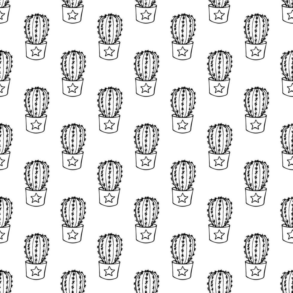 Seamless pattern with cactus doodle for decorative print, wrapping paper, greeting cards and fabric vector