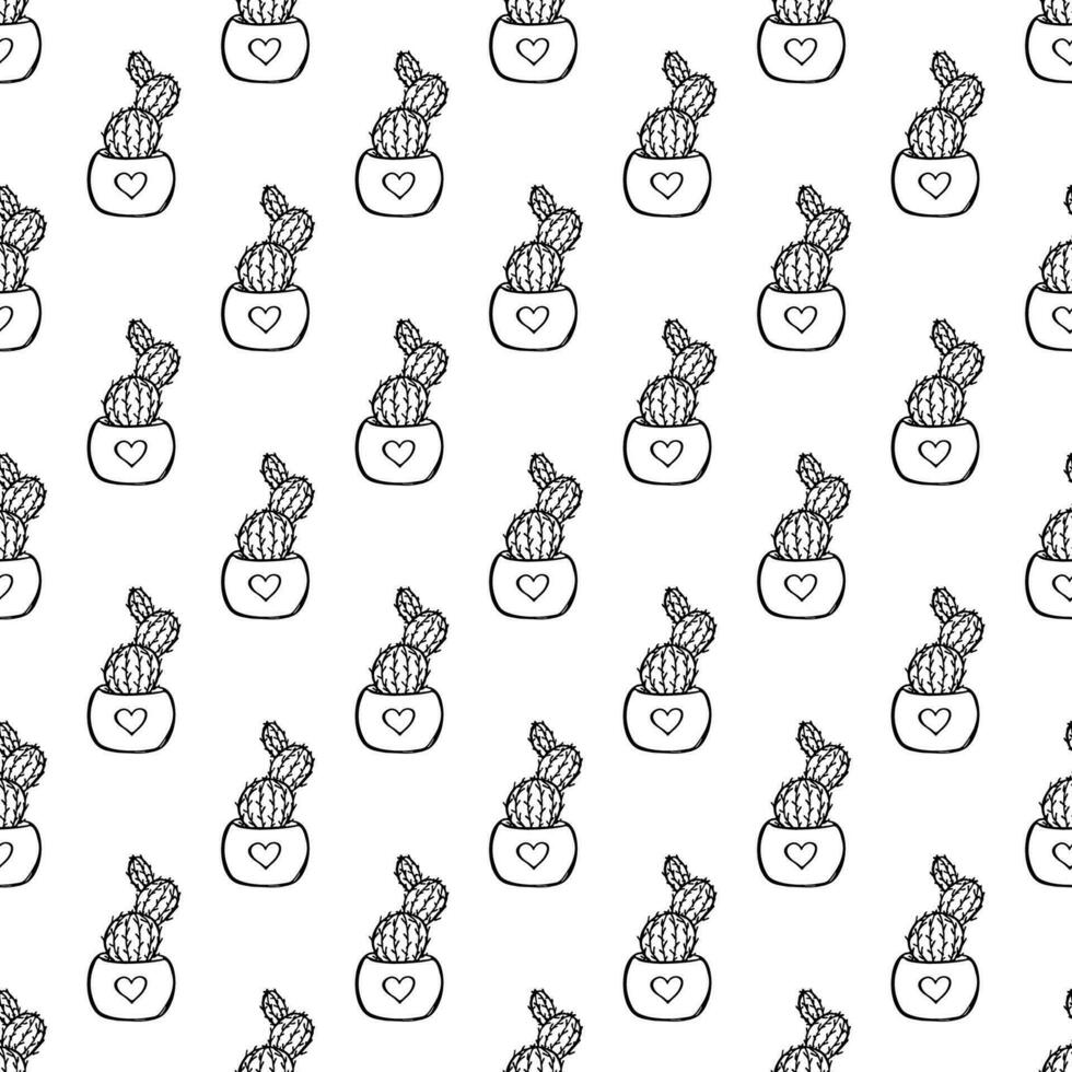 Seamless pattern with cactus doodle for decorative print, wrapping paper, greeting cards and fabric vector
