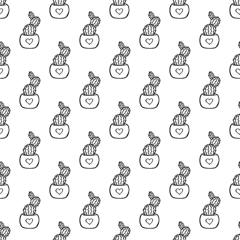 Seamless pattern with cactus doodle for decorative print, wrapping paper, greeting cards and fabric vector