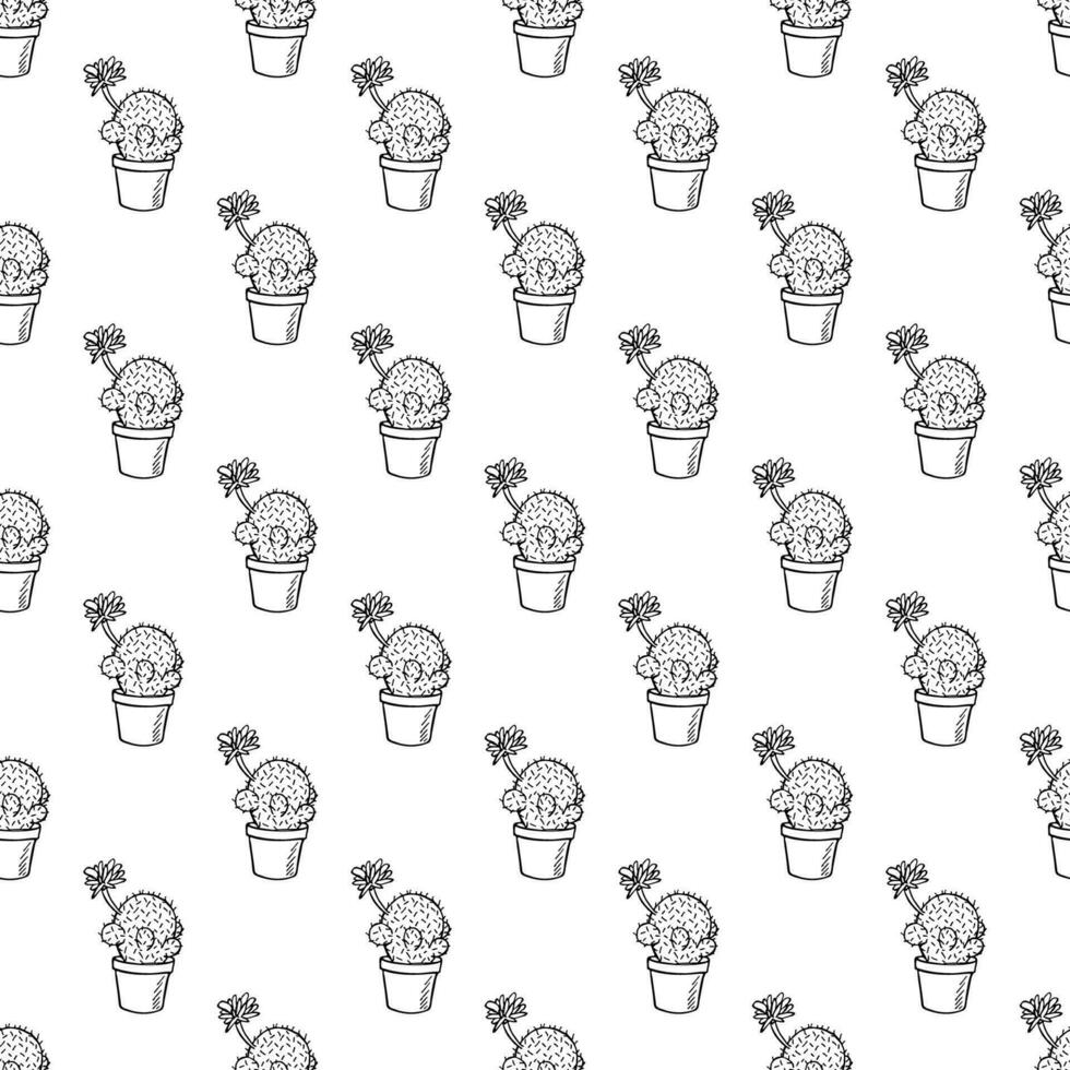 Seamless pattern with cactus doodle for decorative print, wrapping paper, greeting cards and fabric vector