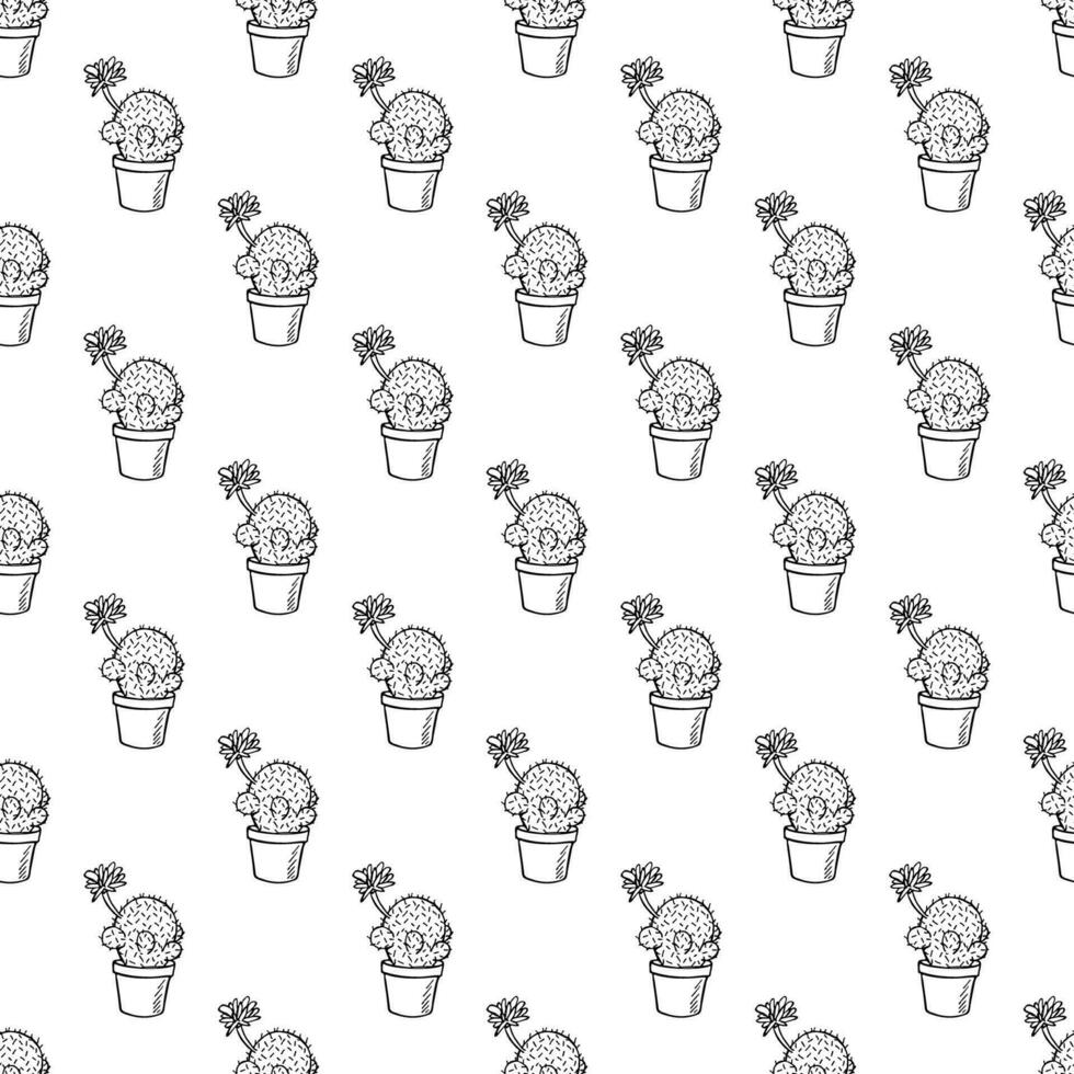 Seamless pattern with cactus doodle for decorative print, wrapping paper, greeting cards and fabric vector