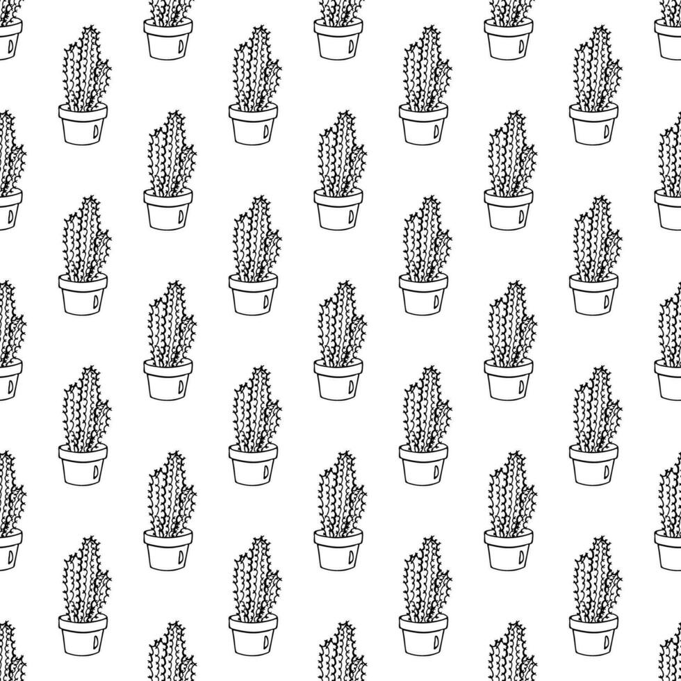 Seamless pattern with cactus doodle for decorative print, wrapping paper, greeting cards and fabric vector