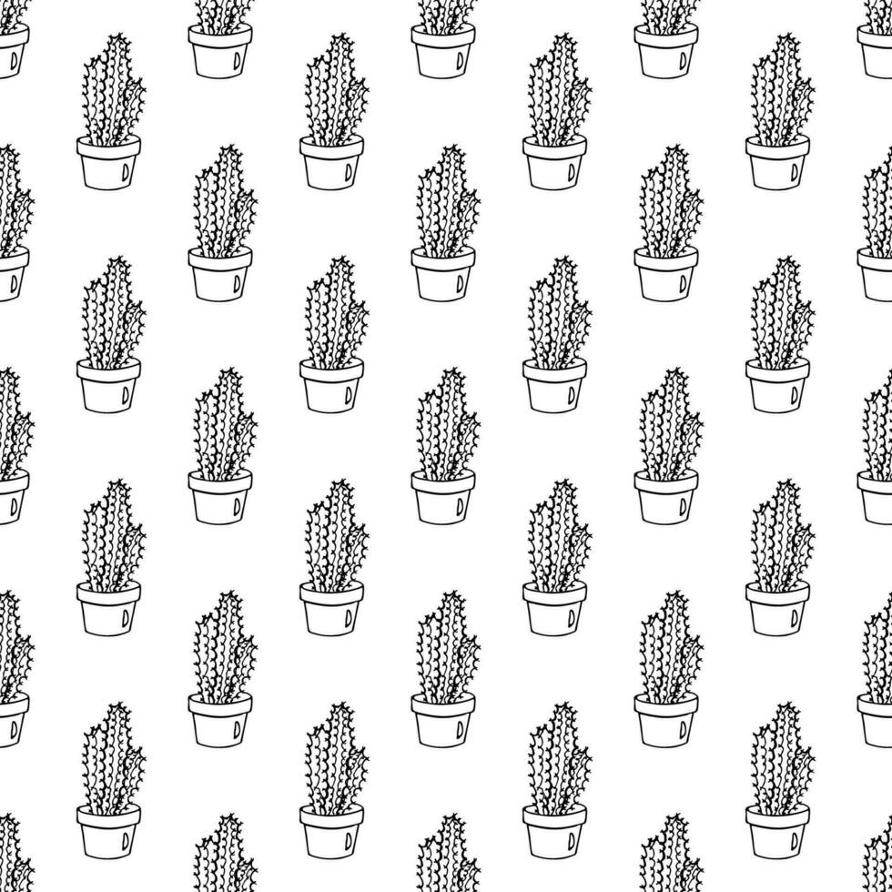 sin costura modelo con cactus garabatear para decorativo imprimir, envase papel, saludo tarjetas y tela vector