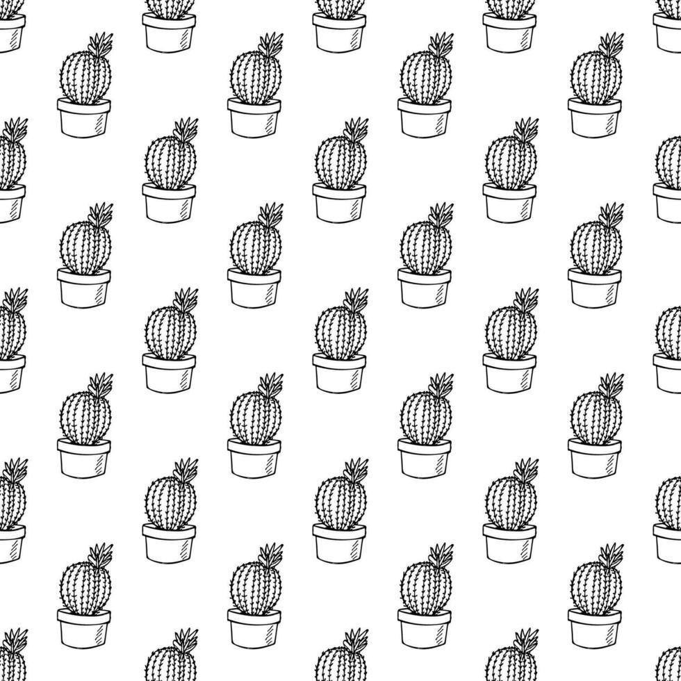 Seamless pattern with cactus doodle for decorative print, wrapping paper, greeting cards and fabric vector
