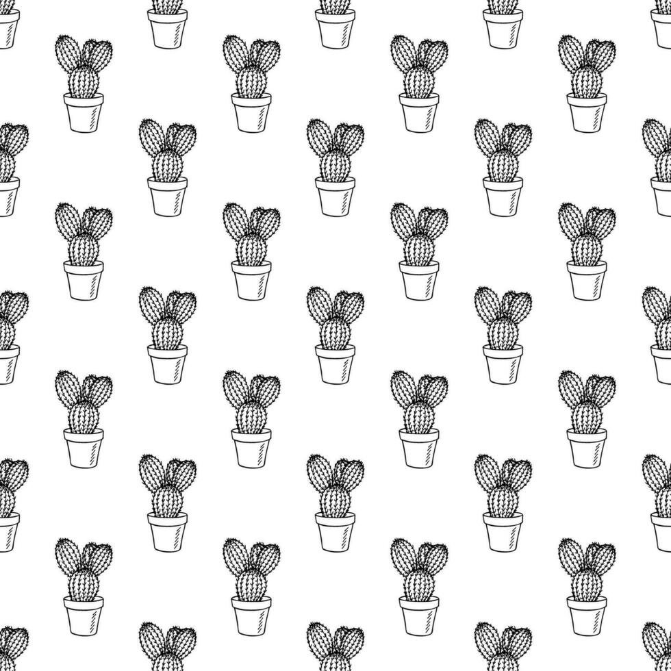 Seamless pattern with cactus doodle for decorative print, wrapping paper, greeting cards and fabric vector