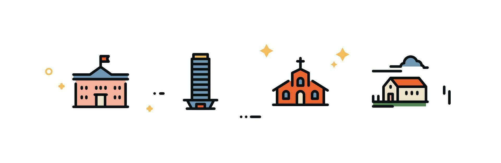 Building, real estate, house, city, downtown, urban architecture building flat design style minimal vector illustration.