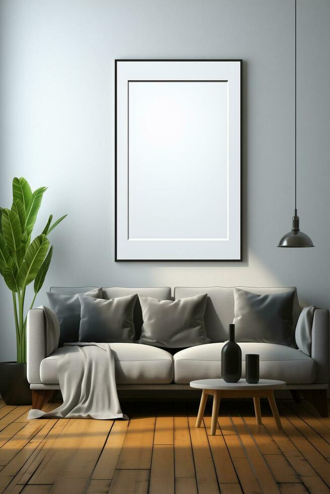 AI generated Collection of Frame Mockups Ready for Displaying POD Poster Illustrations photo