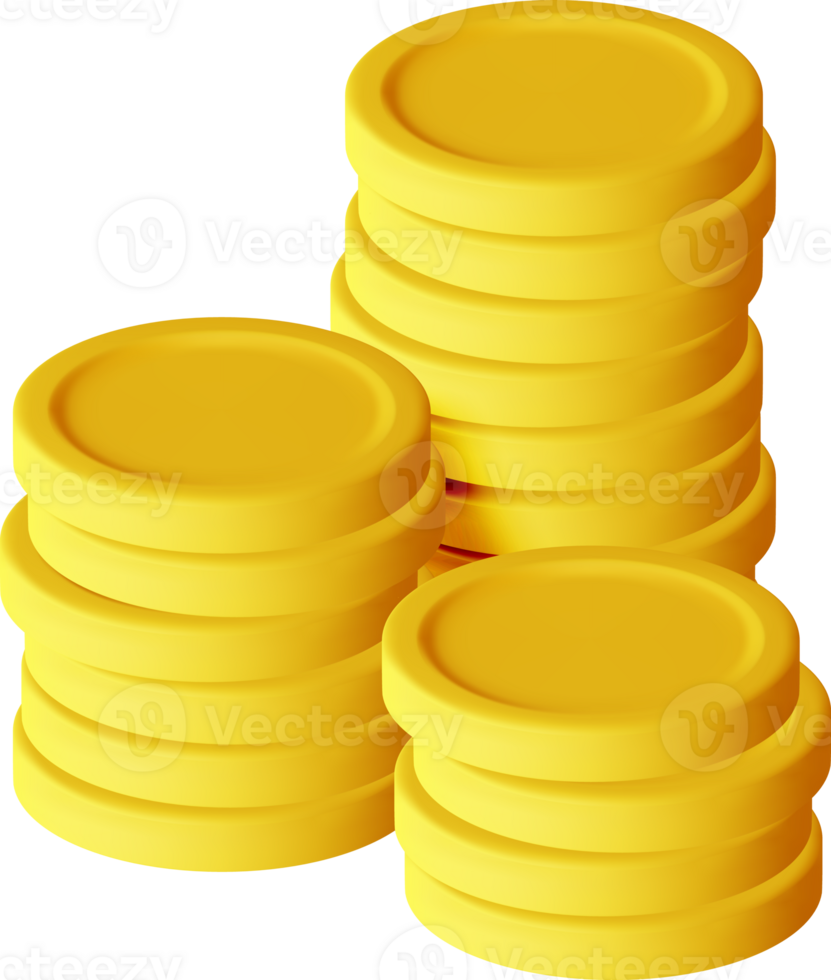 3D Stack of Gold Coins png