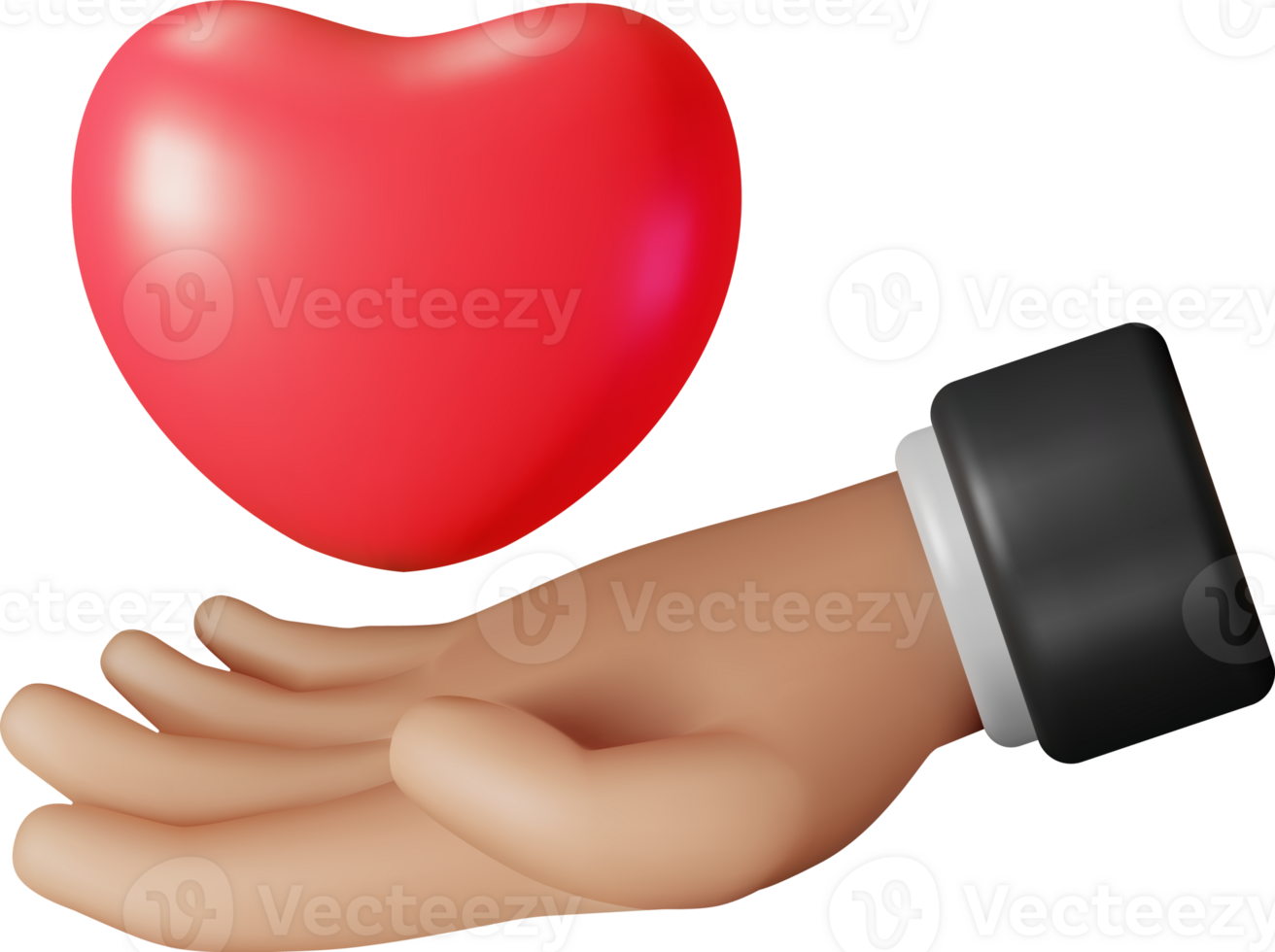 3D Heart Shape in Human Hand png