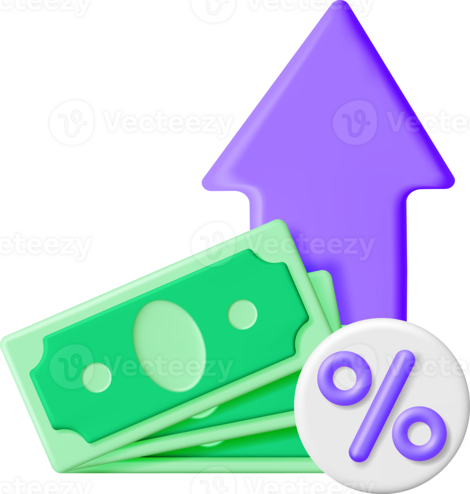 3d tillväxt stock Diagram pil med dollar png