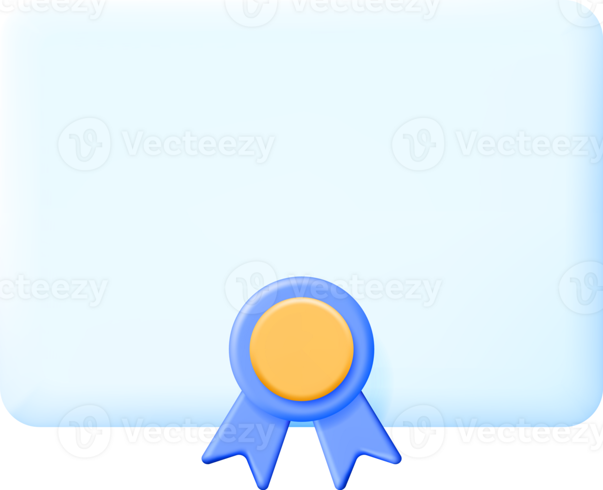 3D Certificate Icon with Stamp and Ribbon png