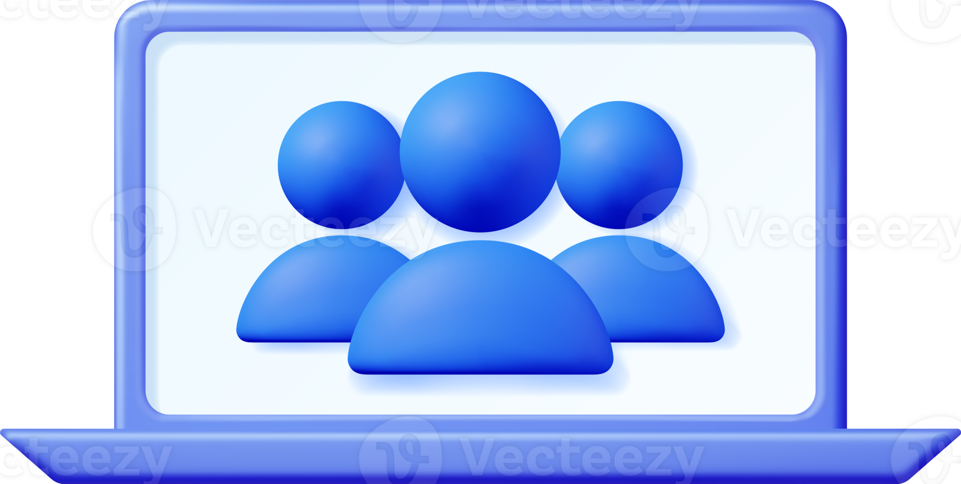 3D Simple Group User Icon in Laptop png