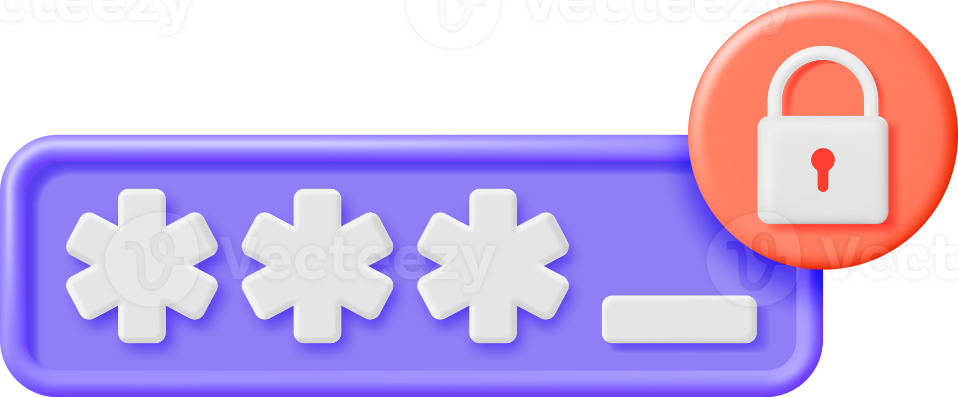3D Password Field with Padlock png