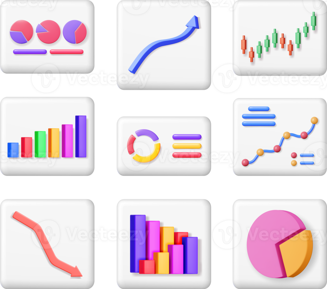 3D Set of Financial Reports png