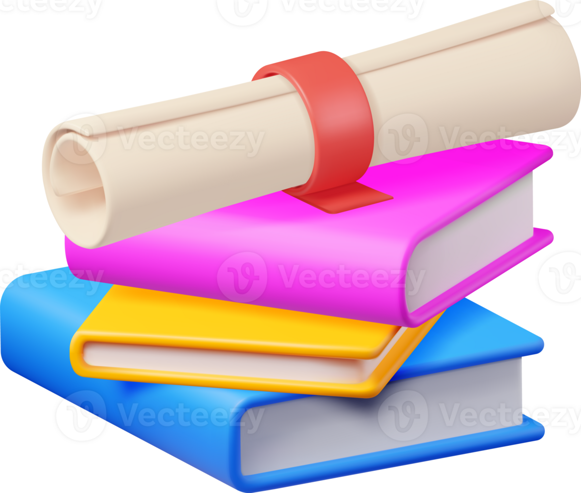 3D Graduation Diploma and Book png