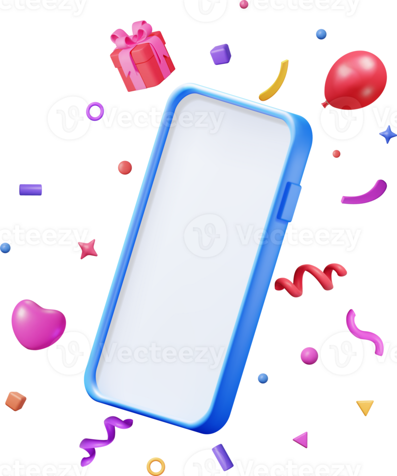 3D Party Confetti on Mobile Phone png