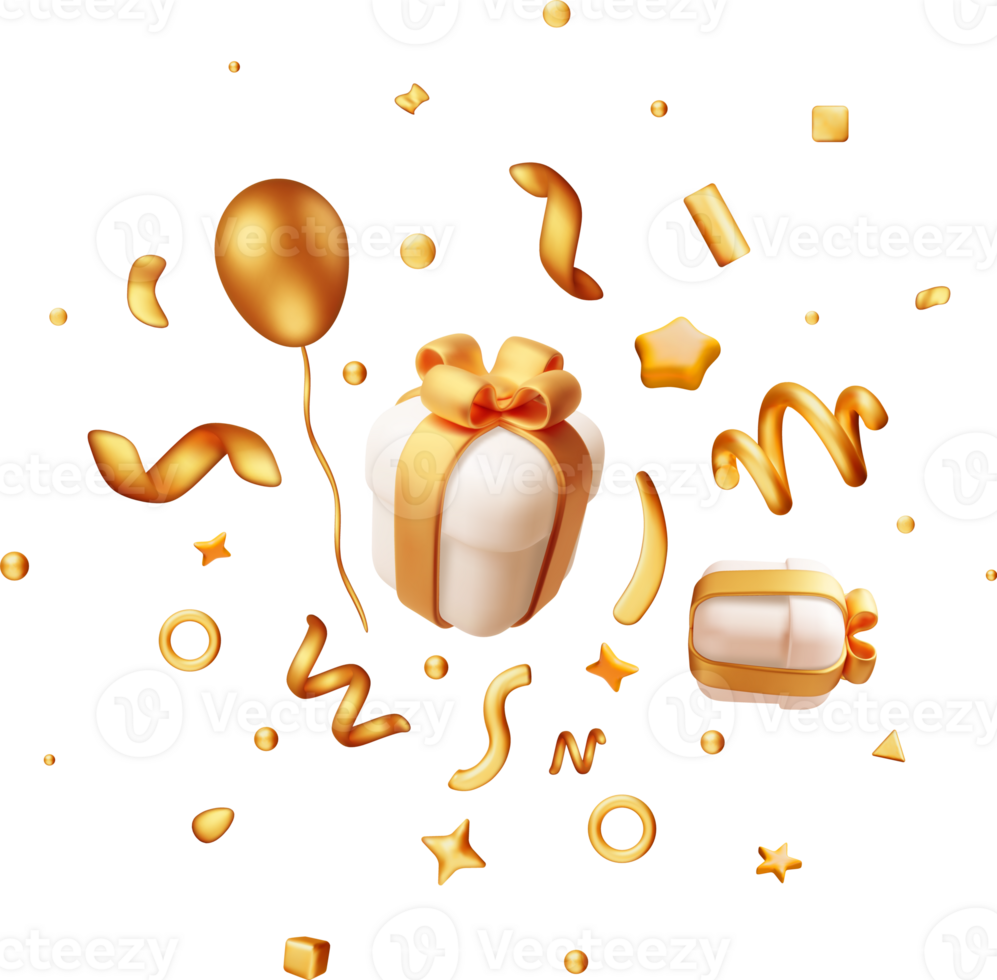 3D Party Gold Confetti png