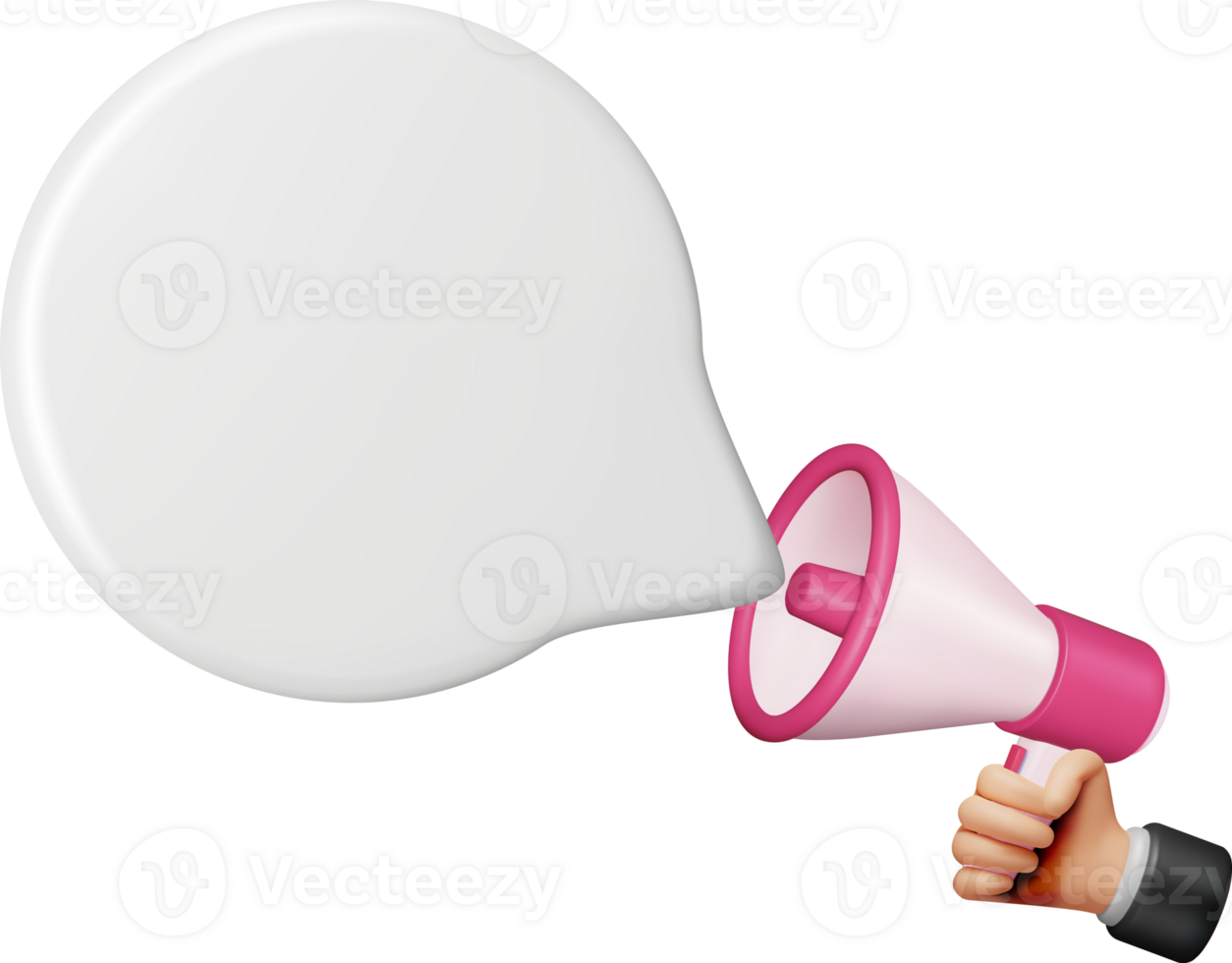 3D Megaphone with Blank Bubble Chat png