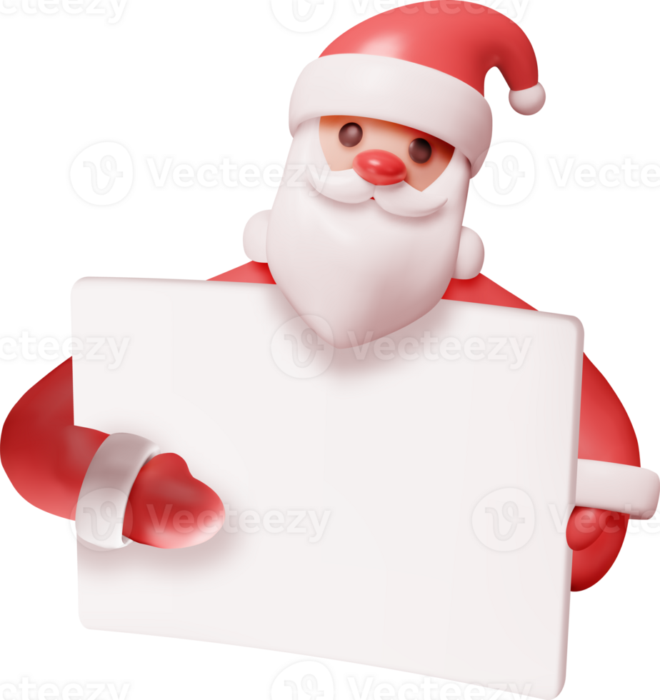 3D Funny Santa Claus Character Greetings Banner png