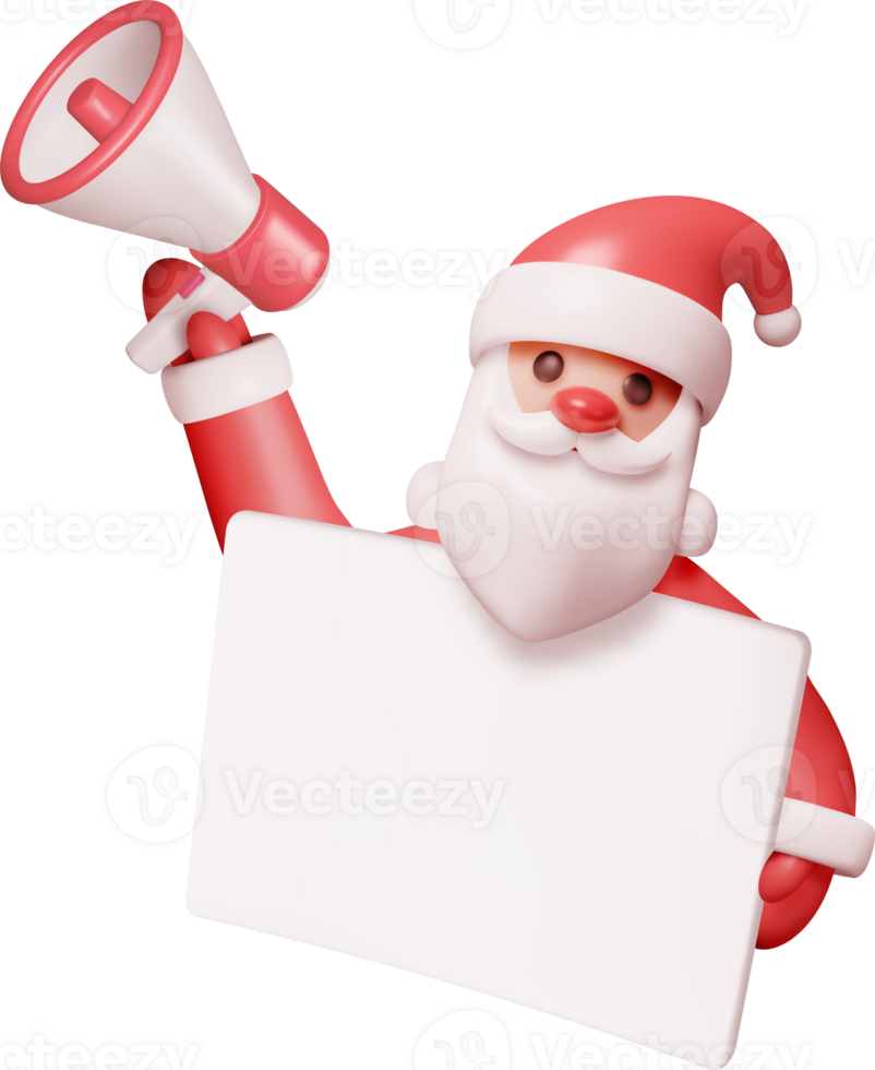 3d santa claus karaktär innehav megafon png