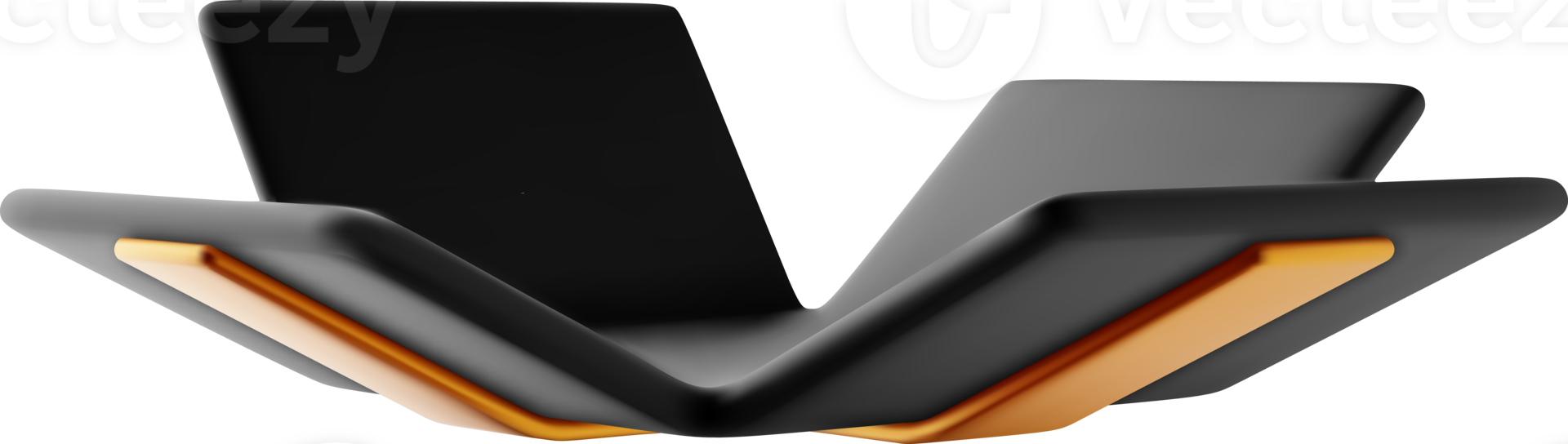 3D Black Gift Box with Gold Bow png