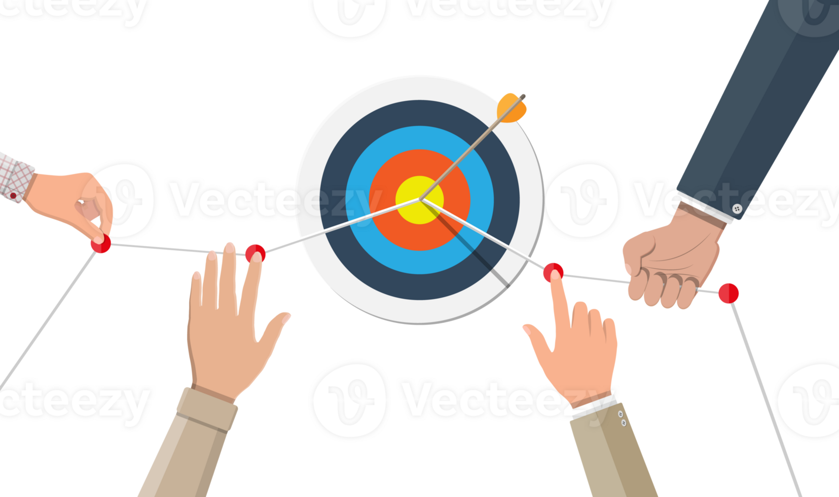 Red white circle darts target with orange arrow png