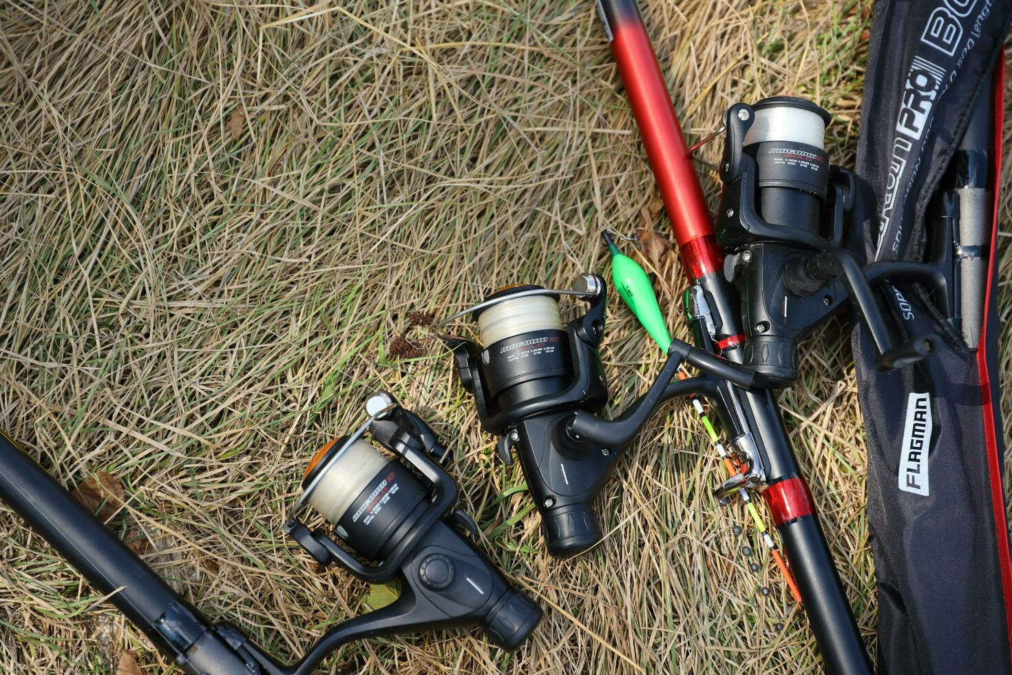 KYIV, UKRAINE - 4 MAY, 2023 Fishing equipment of Flagman brand. Flagman company is one of unconditional leaders of the european fishing market photo