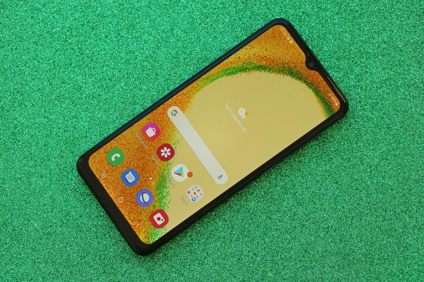 KYIV, UKRAINE - 4 MAY, 2023 Samsung Galaxy A04 Android smartphone has 6.5-inch PLS LCD panel with Infinity-V design photo