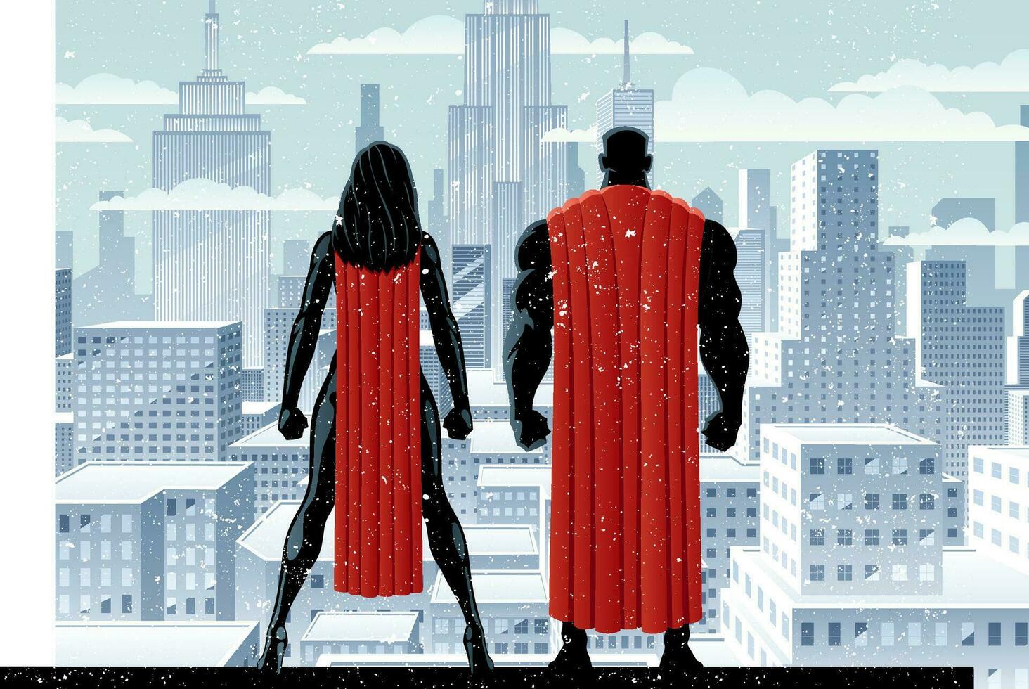 Superhero Couple Watch Winter vector