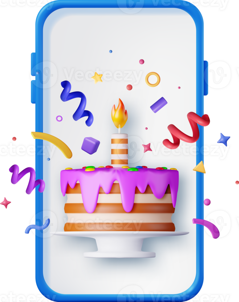 Render Phone with Chocolate Cake Decorated png