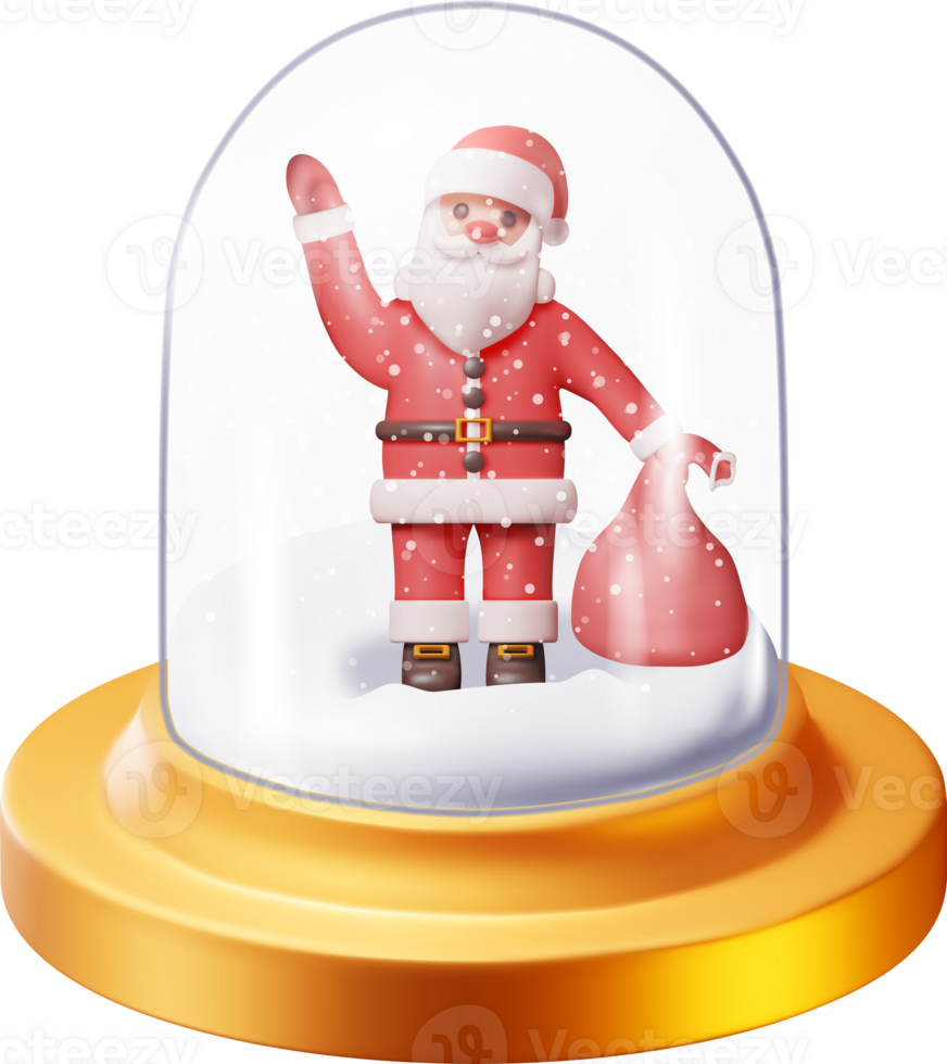 3d Glas Weihnachten Schnee Globus mit Santa claus png