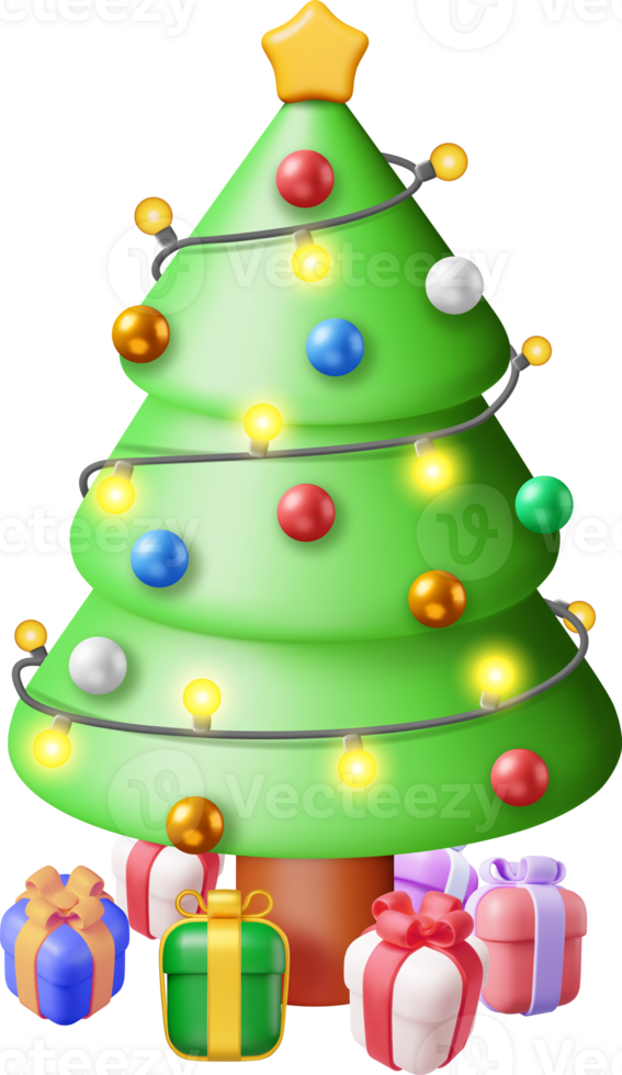 3D Christmas Tree Decorated png