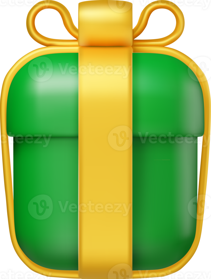 3D Green Gift Box png