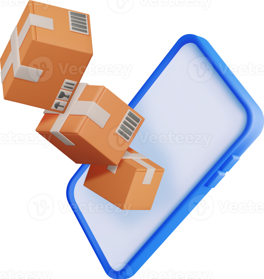 3D Carton Packaging Box in Smartphone png