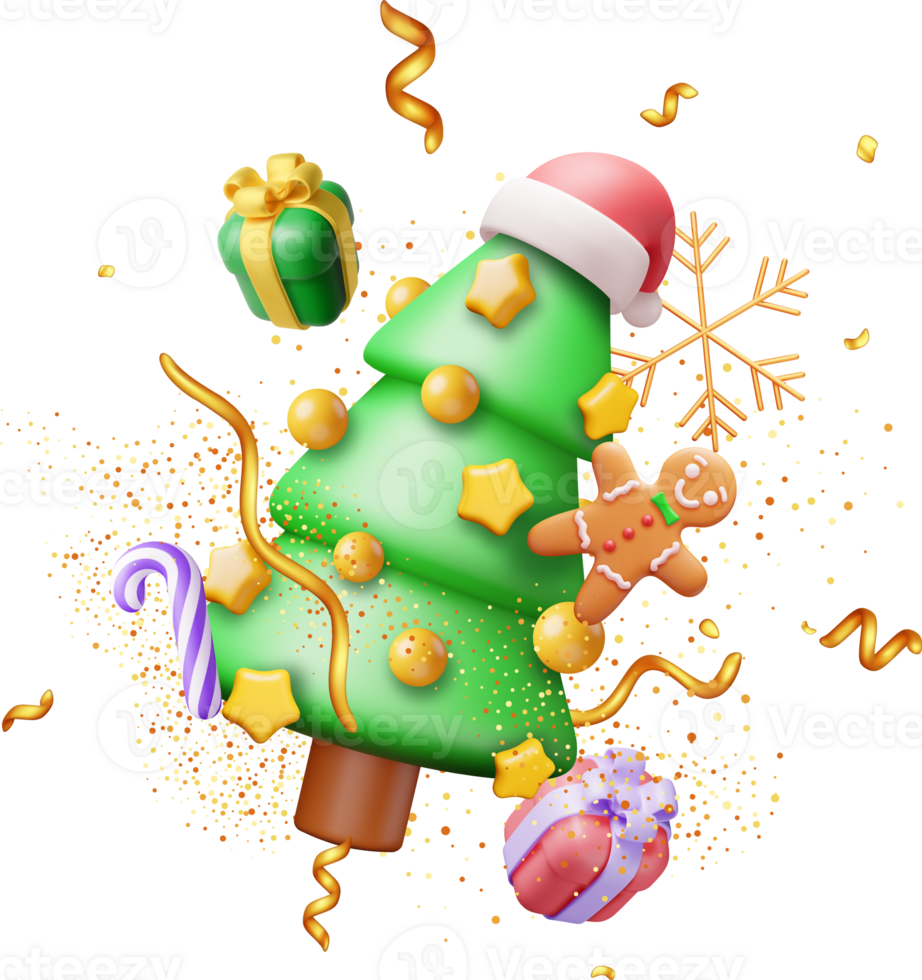 3d Noël arbre décoré png