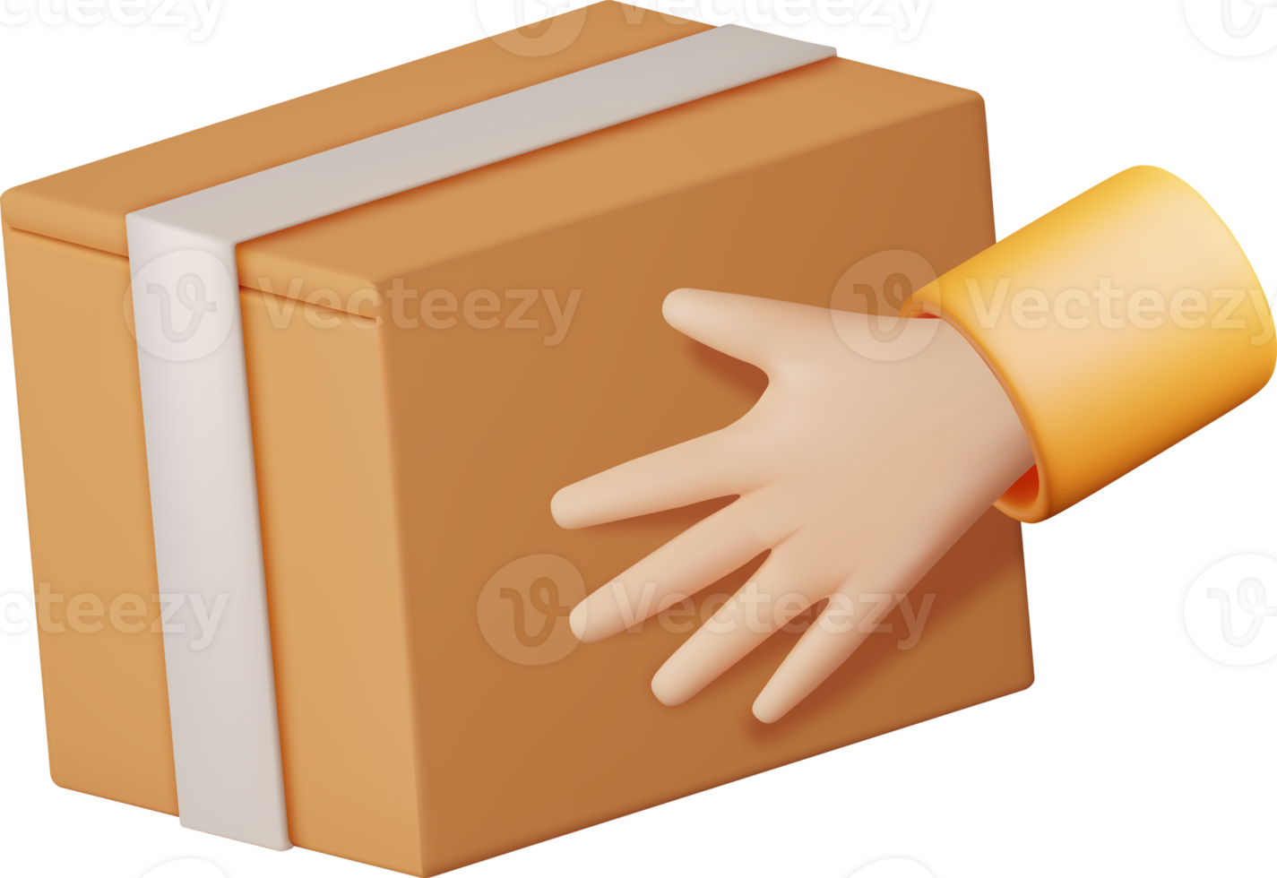 3d caja de cartón embalaje caja en mano png