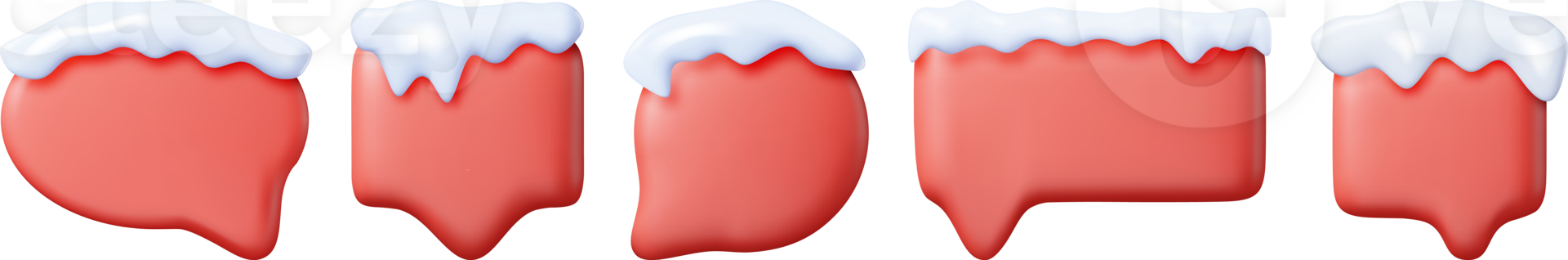 3D Set of Christmas Speech Bubble with Snow png